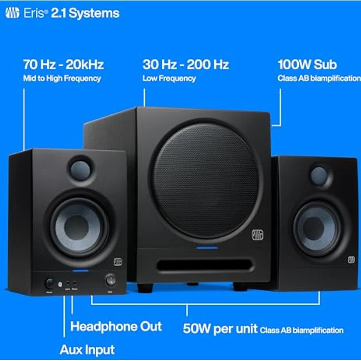 Presonus Eris 4.5BT Studio Bluetooth-Boxen 2nd Gen PC-Lautsprecher (1 Paar, 50 W, Bluetooth) in schwarz – Bild 3