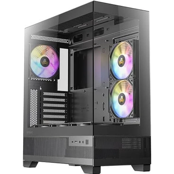Antec CX700 ARGB Noir, PC Gehäuse mit 270° Panoramablick, fünf RGB-Lüftern und wassergekühlter Unterstützung, Schwarz – Bild 1