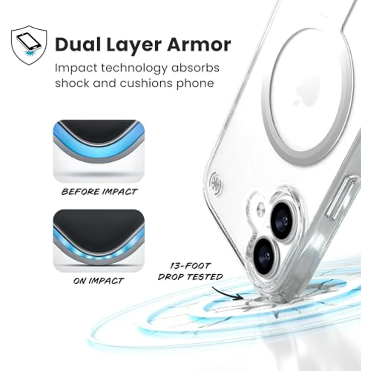 Speck Presidio Perfect Clear + MS für Apple iPhone 17, transparente Smartphone-Hülle mit MagSafe und Microban-Beschichtung, maximale Fallhöhe 4 Meter – Bild 9