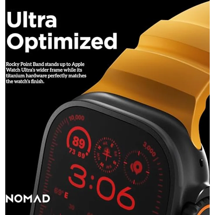 "Nomad Smartwatch-Armband Rocky Point Band 42/44/45/49mm Sol Connector, Leistungsstarkes Uhrenarmband in Schwarz" – Bild 3