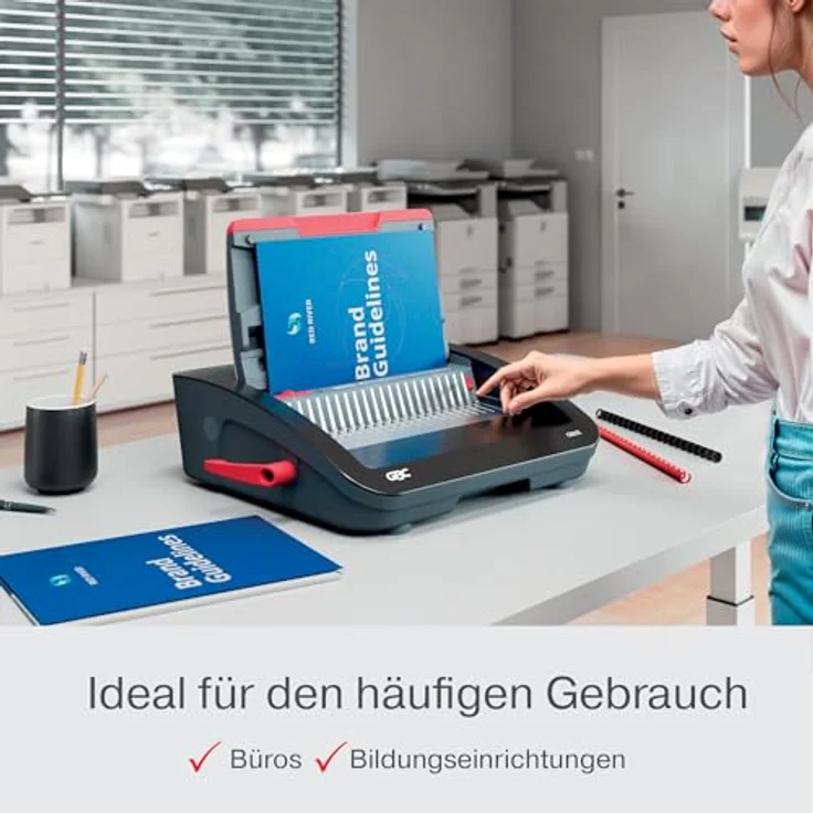 GBC CombBind CB25E, Elektrisches Bindegerät mit hoher Bindekapazität für 390 A5/A4-Blätter, stanzend bis zu 25 Blatt, staufreies Design, schwarz/silber, 4410064 – Bild 2