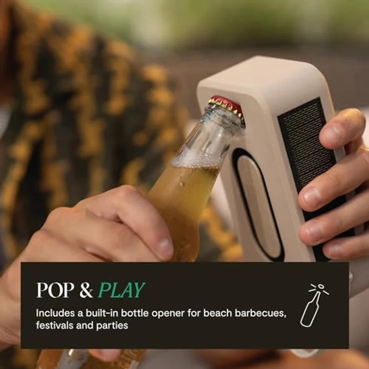 Marley Roots Solar Bluetooth Lautsprecher - Kleine tragbare Solar Lautsprecher Bluetooth Box für Reisen & Outdoor, IP67 wasserdicht, 14 Std. Spielzeit, Creme – Bild 5