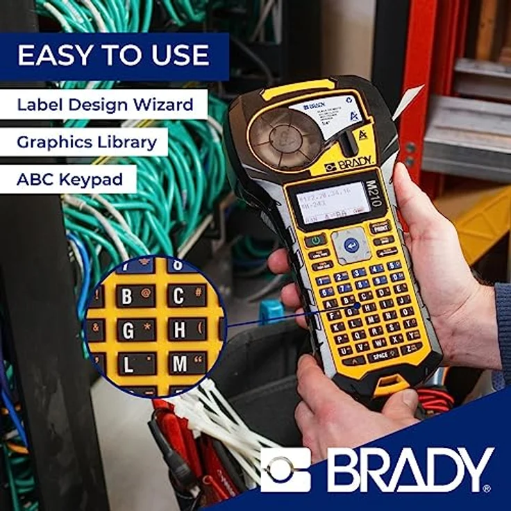Brady M210 Etikettendrucker, mobiles Beschriftungsgerät mit Thermodirekt-Technologie, 19,05 mm Druckbreite, Schwarz/Gelb – Bild 3