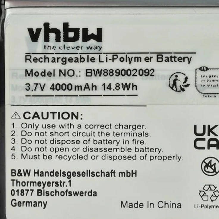 vhbw Akku für Diverse Geräte (4000mAh, 3,7V, Li-Polymer) 1x Zellen, Leistungsfähiger Ersatzakku in hoher Qualität – Bild 5