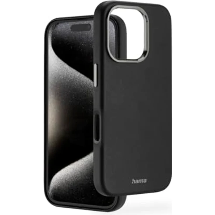 Hama Hülle "Eco Premium" für Apple iPhone 16 Pro (Kunstleder, Metall, extra Schutz für Kamera und Display, Wireless Charging kompatibel, weich, recycelt) schwarz – Bild 1
