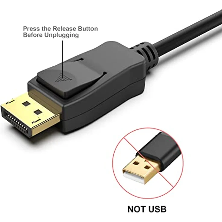 Benfei Displayport Kabel 1.83m HD 4K DisplayPort auf DisplayPort Kabel DP 1.2v Stecker zu Stecker Audio Video Adapterkabel für Neue HDTVs, Beamer Displays, Monitor, Grafikkarten und Apple, Vergoldete Kontakte mit Verriegelung 6ft - Preisvergleich – Bild 4