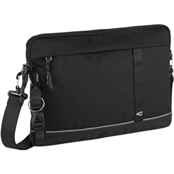 Camel Active Connect Laptop Sleeve, Notebooktasche für Laptops bis 34 cm, Schwarz, mit Schulterriemen und Trolleyhalterung