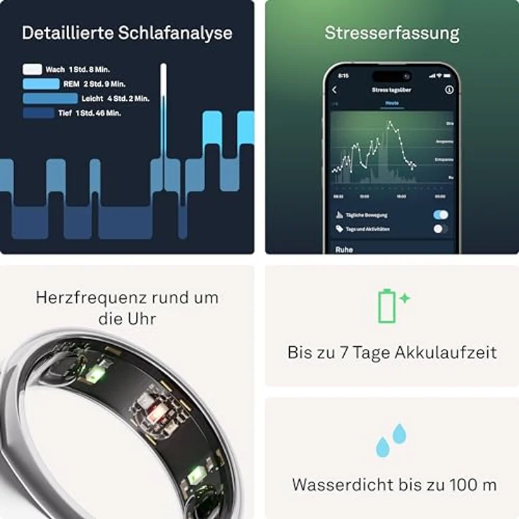 OURA Oura Gen3 Heritage Smart-Ring - Größe 13, Silver | Schlaf-, Herzfrequenz- und Fitnesstracking - Bis zu 7 Tage Akkulaufzeit - Kompatibel mit iOS/Android – Bild 5