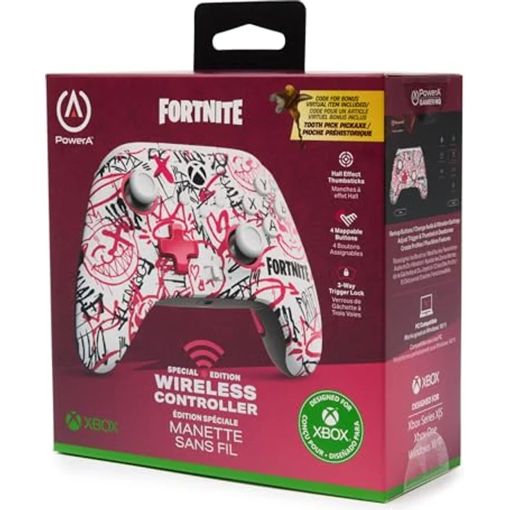 PowerA Wireless Controller - Fortnite Special Edition, kabelloser Gaming Controller mit 30 Stunden Akkulaufzeit, rot/weiss für Xbox Series X, Xbox One S, Xbox Series S, Xbox One X und Windows – Bild 3