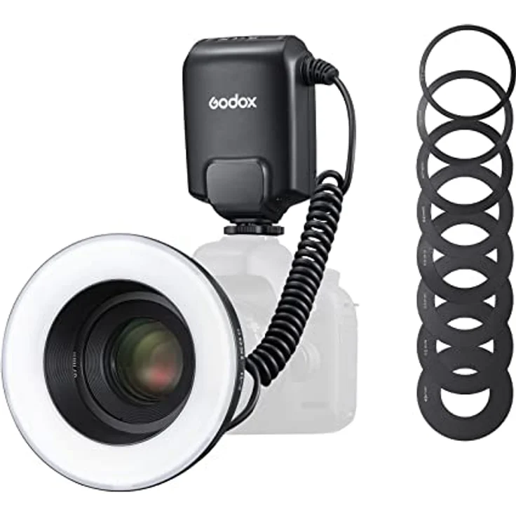 Godox ML150II Makro Ringblitz - Perfektes Licht für Makrofotografie - 4xAA Alkaline-Batterien - Einstellbare Helligkeit - Hohe Leitzahl GN12 – Bild 1