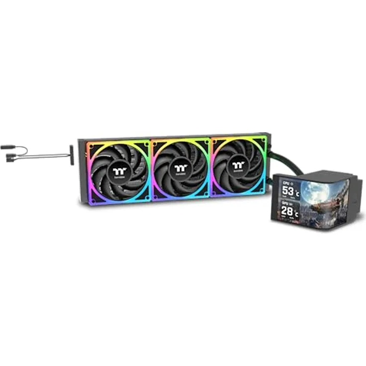 Thermaltake MAGCurve 360 Ultra AIO ARGB Fan, 120 mm PC Lüfter mit RGB-Beleuchtung und Aluminium-Radiator, Transparent