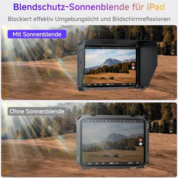 Accsoon PowerCage Mini, Tablet Käfig für iPad mini 6/7 (A17 Pro) mit Sonnenschutz, inklusive NP-F-Batterieplattenadapter und USB-C-Kabel – Bild 3