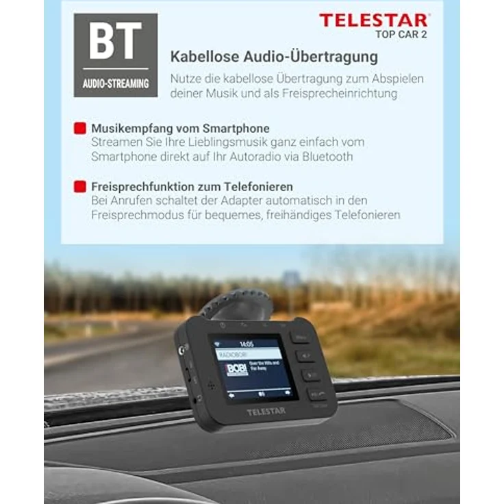 Telestar TOP CAR 2, DAB+/FM Bluetooth-Autoradio mit MP3-Wiedergabe, 6,1 cm LCD, Schwarz – Bild 5