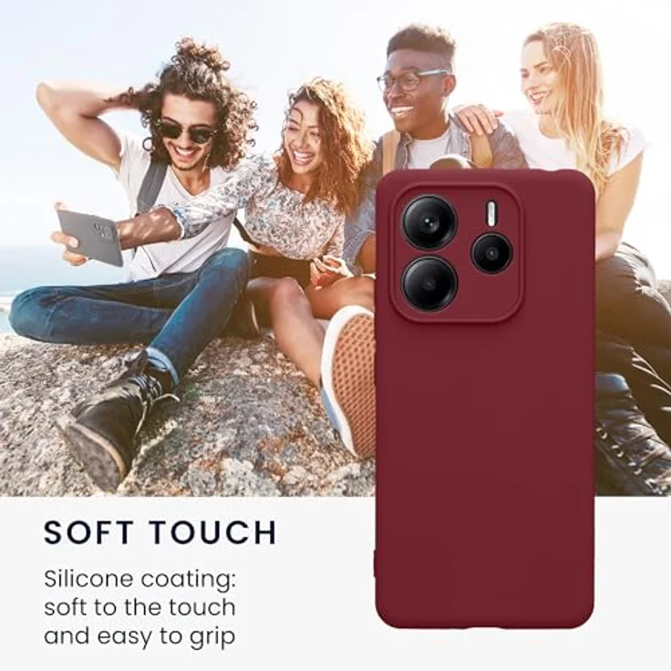 kwmobile Handyhülle kompatibel mit Xiaomi Redmi Note 14 5G, weiche Silikon Schutzhülle in Bordeaux Violett, reißfest und rutschfest – Bild 4