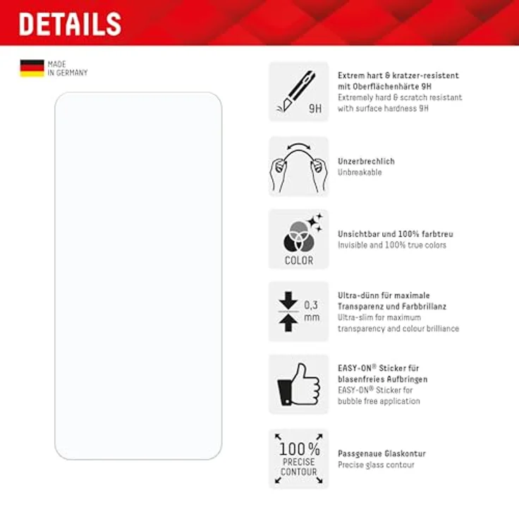 Displex Smart Glass (9H) für Xiaomi Redmi Note 14, Montagesticker, unzerbrechlich, ultra-dünn, unsichtbar – Bild 2