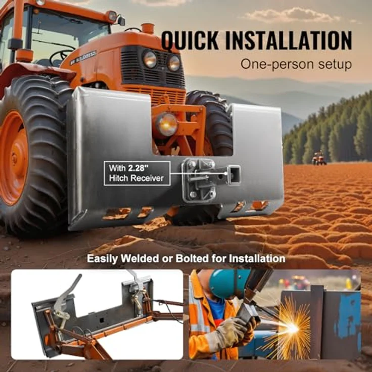 VEVOR 3/8 Zoll Kompaktlader-Befestigungsplatte, Montageplatte mit 5,79 cm Anhängerkupplung, universell für Traktoren von Deere, Kubota, Bobcat und Mahindra, 7000 Pfund Tragfähigkeit – Bild 4