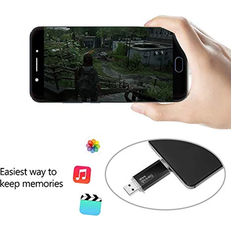 Geweo Type C USB Stick 64GB, 2-in-1 OTG Speicherstick mit USB 2.0 für MacBook Pro, Android Handy und Laptop (Schwarz) – Bild 4