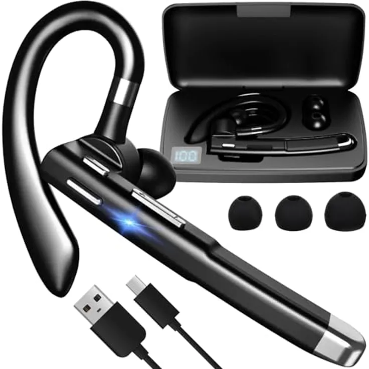 IZOXIS Bluetooth-Kopfhörer, kabellos mit Bluetooth 5.3, 180 Stunden Standby, Powerbank-Hülle, leicht und komfortabel