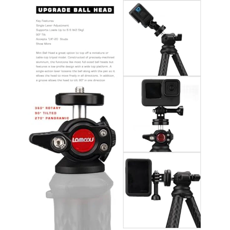Kamera Stativ, Lammcou 3in1 Ministativ Kamera Handy Flexibel Leicht Stative Universal Robust Octopus Gorillapod Dreibeinstativ Ständer für Kamera Camcorder + Smartphone + Action Kamera, Tripod – Bild 4