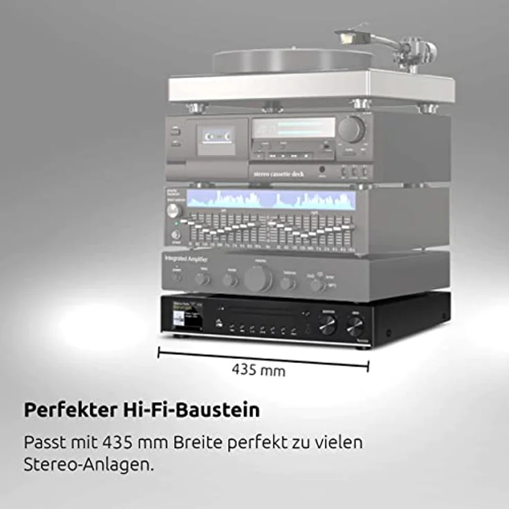 TechniSat DIGITRADIO 143 CD (V3) – Digital HiFi-Tuner, Internetradio (DAB+, UKW, Bluetooth-Audiostreaming, Spotify Connect, CD-Player, WLAN, Breite 43,5 cm, App-Steuerung, Fernbedienung) Schwarz – Bild 2