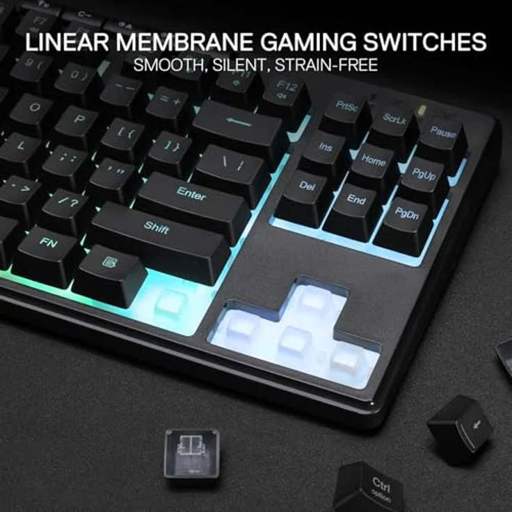 Redragon K516RGB-PRO SHIVA PRO 87, Ergonomische TKL-Tastatur mit dynamischer RGB-Beleuchtung, kabelgebunden und kabellos, Schwarz – Bild 5