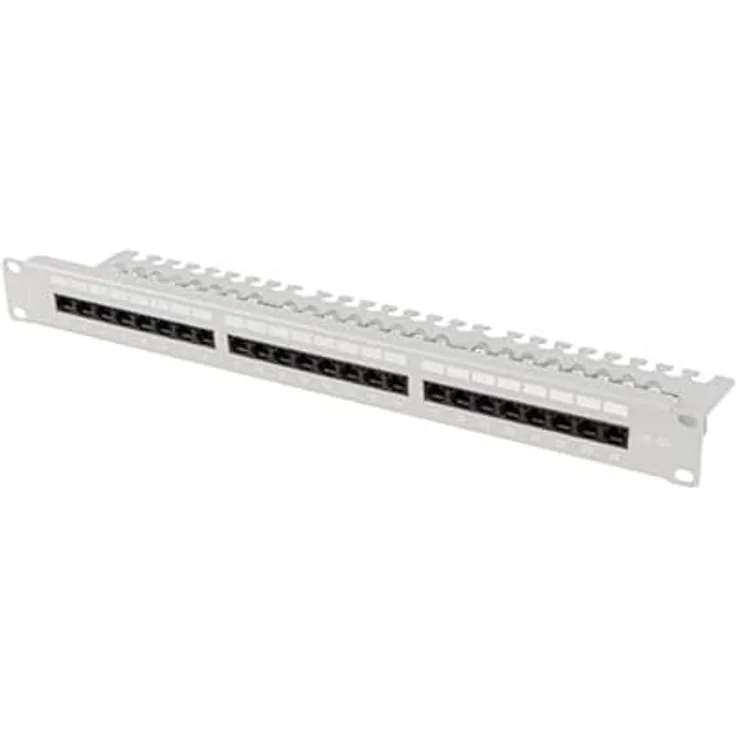 LANBERG 19" Patchpanel 1U 24-Port CAT.6A UTP, mit Kabelorganizer und M6-Kabelbindern