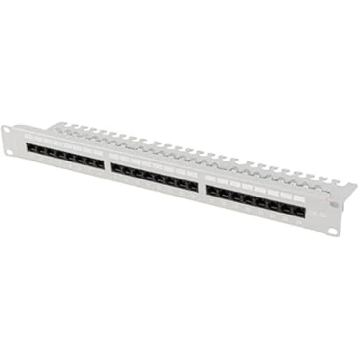 LANBERG 19" Patchpanel 1U 24-Port CAT.6A UTP, mit Kabelorganizer und M6-Kabelbindern – Bild 1