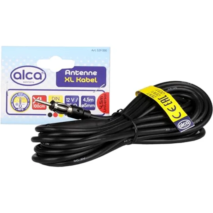 alca® Autoradio DIN Antennen-Verlängerungskabel 4,5m Koaxial mit FM/AM Adapter, robuste Materialien für langlebige Nutzung