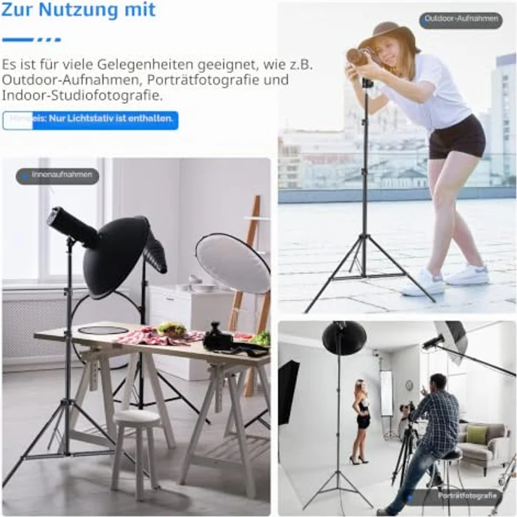 Neewer Fotografie-Lichtstativ, 3-6.6ft/92-200cm höhenverstellbarer Stativständer für Reflektoren, Softboxen und Lichter, Tragfähigkeit 17,6lb/8kg – Bild 4