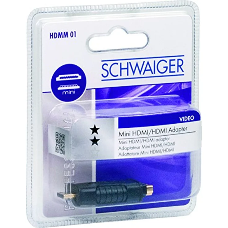 SCHWAIGER HDMM01 533 mini-HDMI Adapter, Mini-Stecker auf Buchse, schwarz, High Speed HDMI mit Ethernet, vergoldete Kontakte – Bild 2