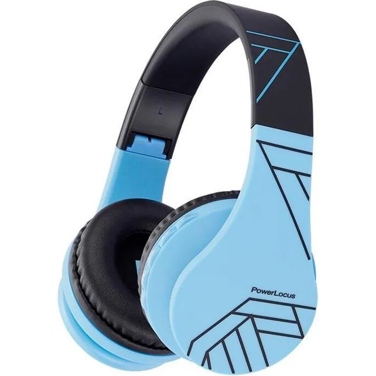 PowerLocus P1 Kabellose Kopfhörer für Kinder, mit Lautstärkebegrenzung auf 85 dB, Bluetooth 5.3 und FM-Radio, blau-schwarz