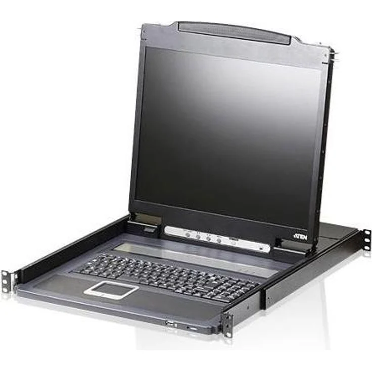 Aten CL3000N KVM-Konsole, 48 cm LCD, VGA, PS/2-USB, DE-Layout, USB Ports, schwarz