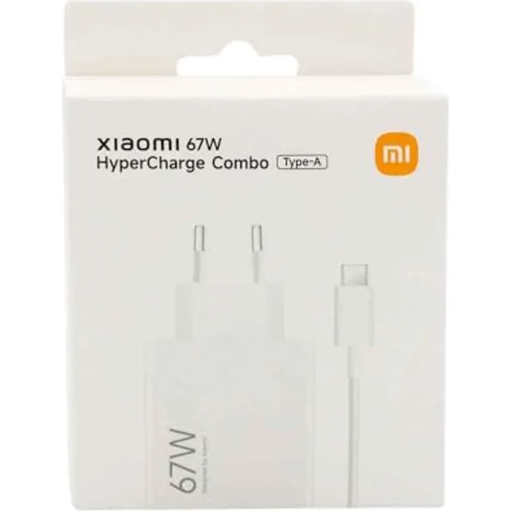 Xiaomi HyperCharge Combo Ladegerät 67 W, USB-Anschluss, USB-C-Kabel, intelligente Identifikation von Geräten, Weiß (ES-Version)