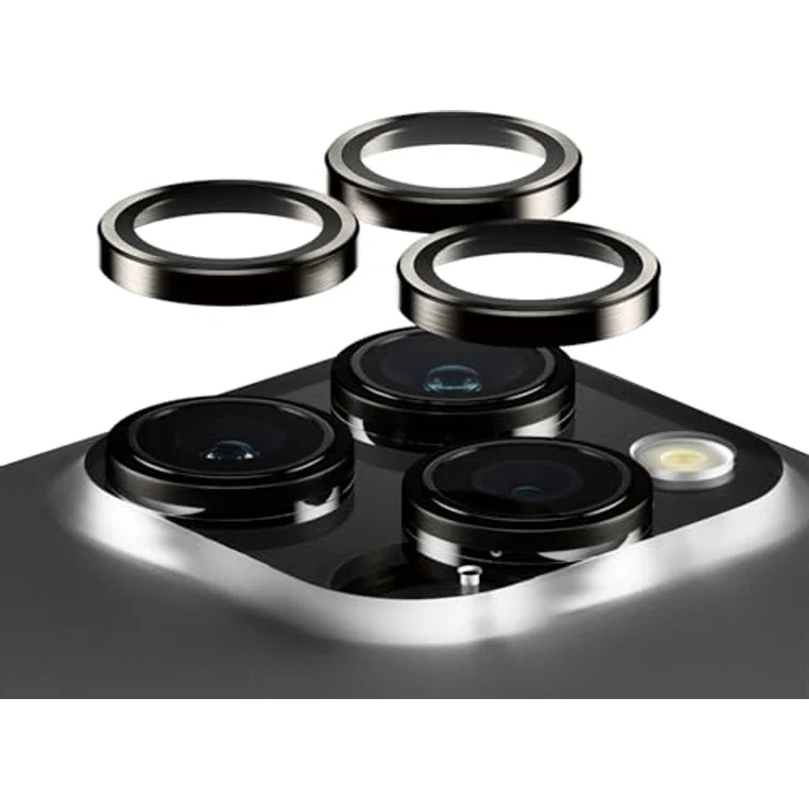 PanzerGlass Hoops™ Kamera Linsenschutz für iPhone 15 Pro | 15 Pro Max, Schwarz Metall, kratz- und stoßfest, einfache Installation, fingerprint-resistent – Bild 2
