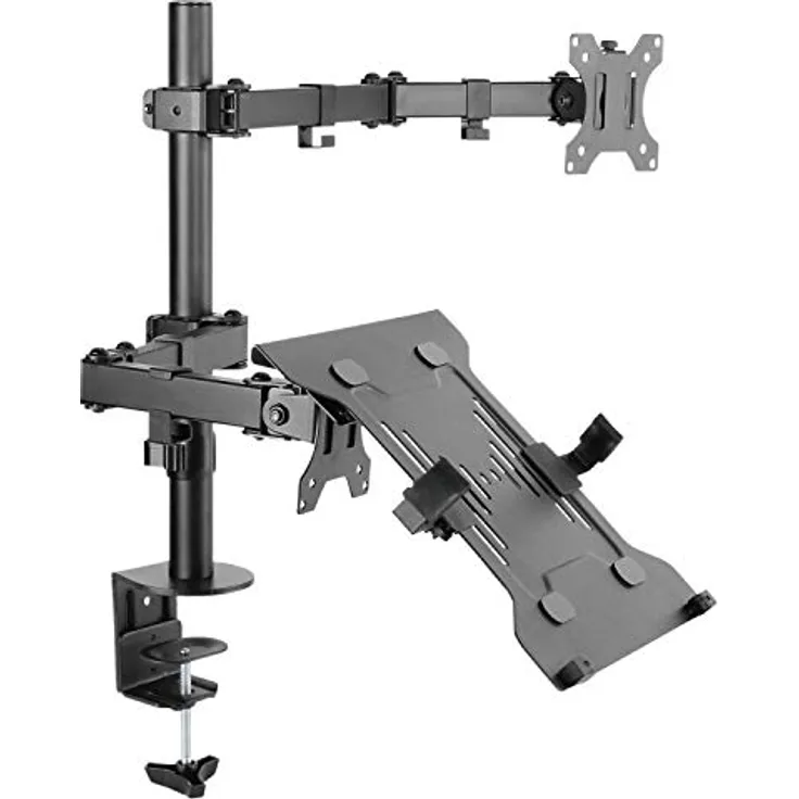 RICOO Monitorhalterung mit Laptop Arm Monitor Halterung Tisch Höhenverstellbar für 13-29 Zoll VESA Tischhalterung TS7111 Monitorarm Bildschirmhalterung Bildschirm Halter Arme für Computermonitore