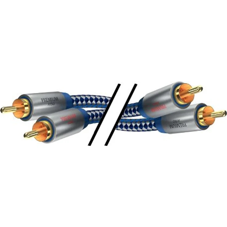 inakustik – 0040403 – Premium Stereo Audiokabel | Für kraftvollen und dynamischen Klang dank eines hohen Kupfergehaltes | 3,0m in Blau | 2-fache Abschirmung - Vollmetallstecker - moderner Geflechtschirm – Bild 3