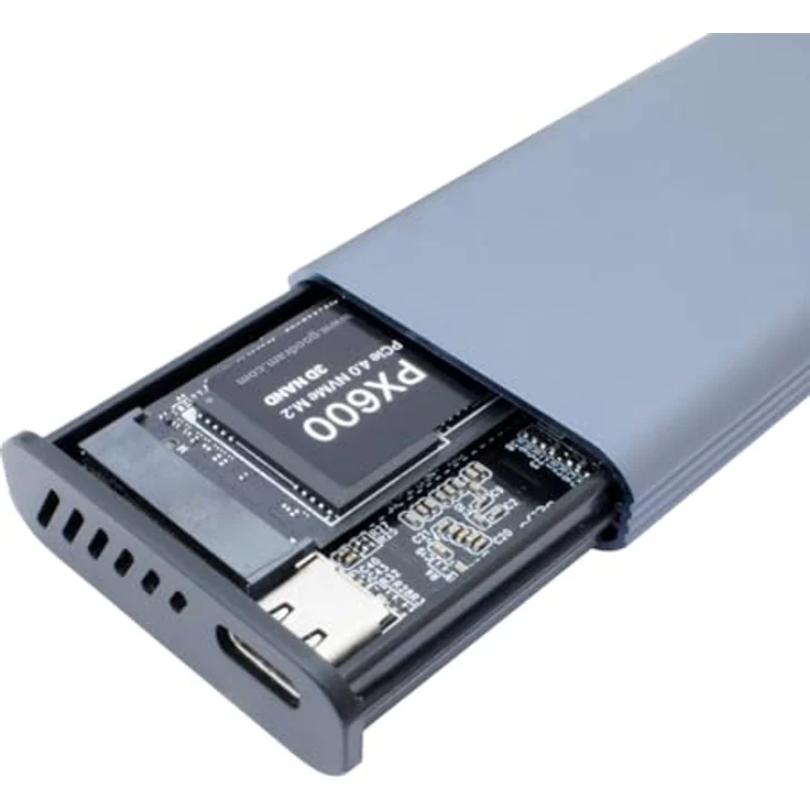 CoolBox COO-MCM-M2F Festplattengehäuse, M.2 SSD-Enclosure aus Aluminium mit USB Typ-C, grau – Bild 3