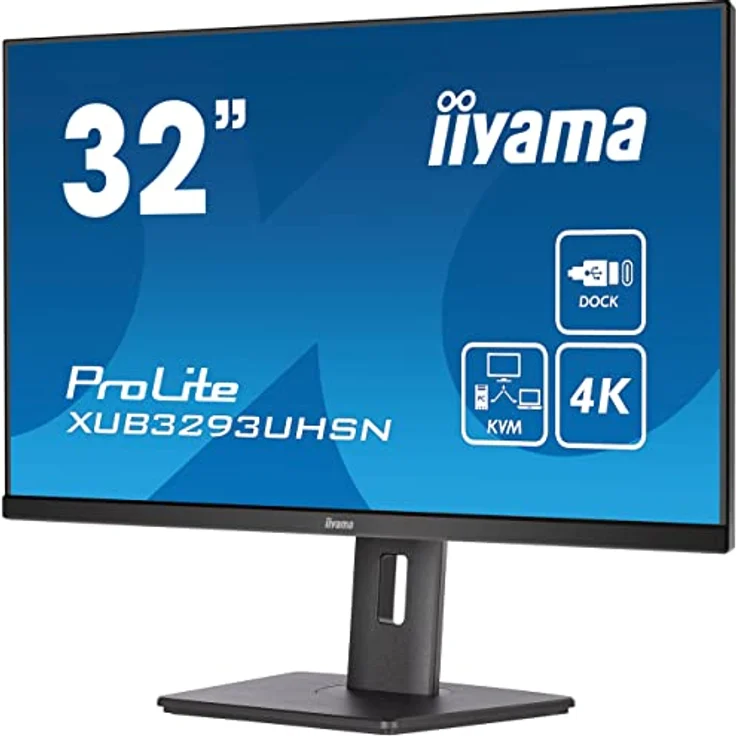 Iiyama Prolite XUB3293UHSN-B5 80cm 31,5" IPS LED Monitor 4K UHD HDMI DP USB3.0 USB-C 65W LAN KVM-Switch Slim-Line Höhenverstellung schwarz – Bild 3
