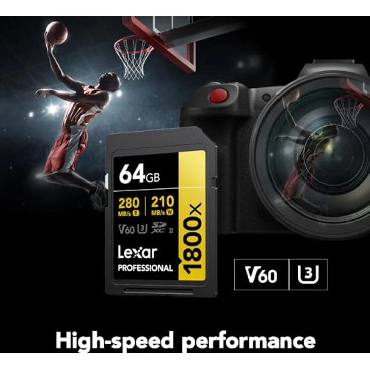 Lexar Professional, SDXC 1800x, Class 10, UHS-II, V60 64 GB (50486400) – Bild 4