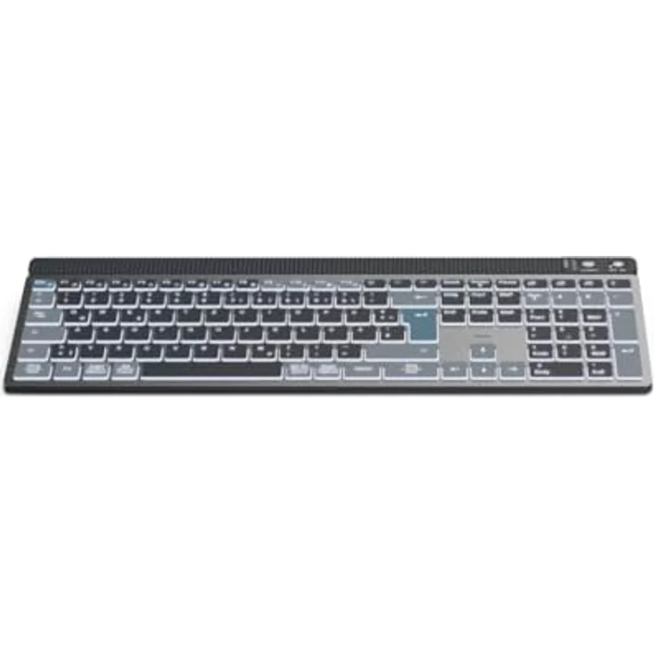 Hama Multi Device Tastatur WK-750 kabellos (mit Bluetooth/Funk, beleuchtet, dimmbar, Akku, leise Scissortasten, Multimedia Tasten, deutsches QWERTZ-Layout) - Silber – Bild 1