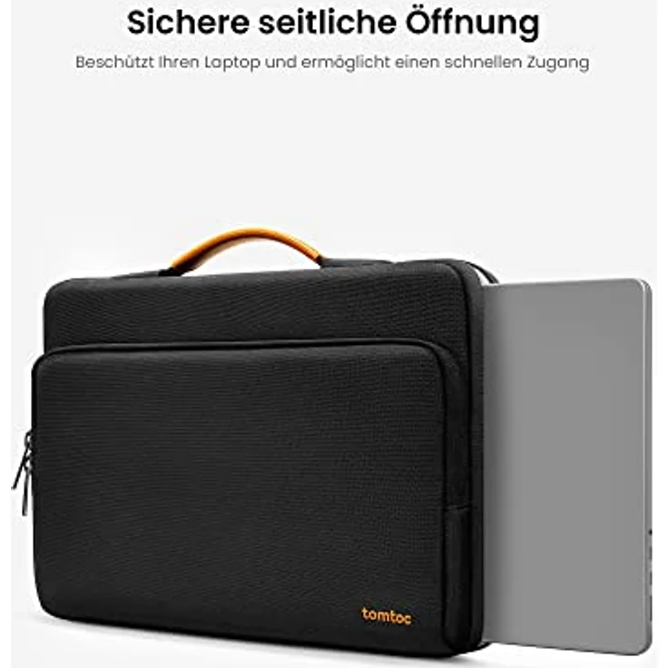 tomtoc 360° Laptoptasche für 17,3 Zoll Gaming Laptops, Wasserabweisend, Rundumschutz nach Militärstandard, Schwarz – Bild 5
