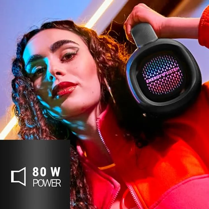Energy Sistem Hyperbeat Bluetooth-Lautsprecher (80 W, True Wireless Stereo, Deep Bass, 15h Akku, IPX6, LED-Lichter, Sprachassistent) – Bild 2