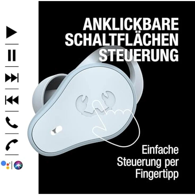 Fresh 'n Rebel Twins Move, kabellose In-Ear Bluetooth Sport Kopfhörer, Spritzwassergeschützt, Dual Master, Mit Mikrofon und klickbarer Taste und Lautstärkeregler, 30 Stunden Spielzeit (Dusky Blue) – Bild 4