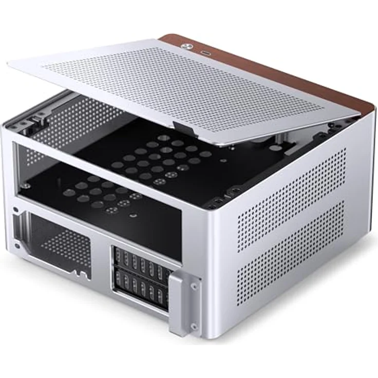 Jonsbo NV10 Mini-ITX PC Gehäuse, silber, handlicher Mini-Tower für ITX Mainboards, GPU bis 190 mm, CPU-Kühler bis 38 mm – Bild 4