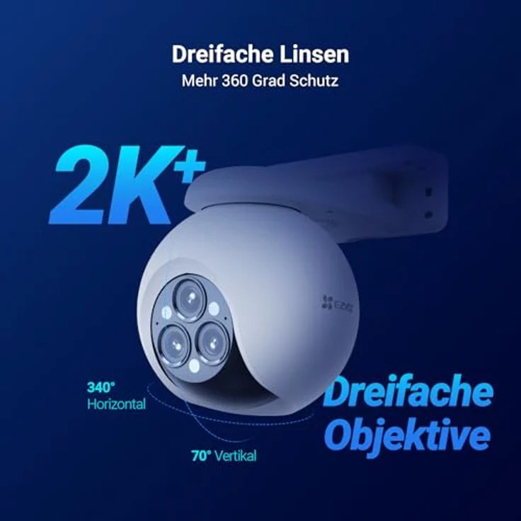 EZVIZ H80f Multi, WiFi Überwachungskamera für den Außenbereich, 4 MP mit 12-fach Zoom, Auto-Tracking, Farbnachtsicht bis 20m, bidirektionales Audio, IP67 wetterfest – Bild 3