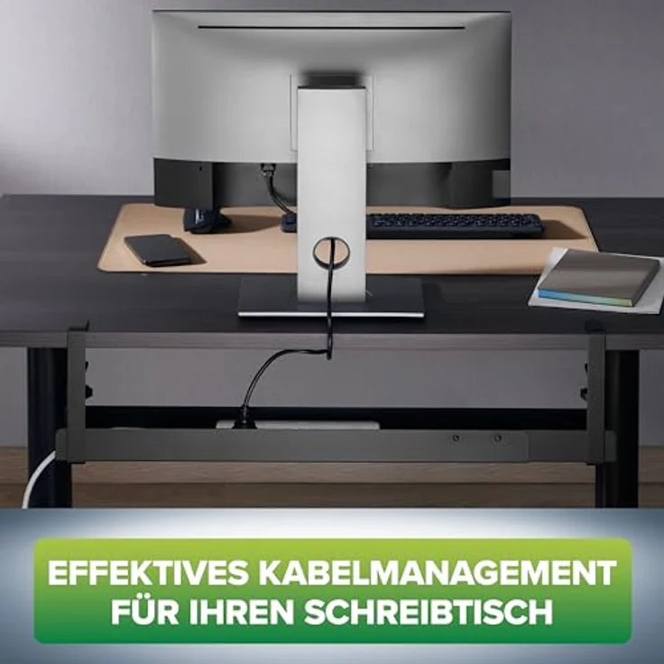 Inline Montagekomponente für Kabelführung, Stahl, schwarz, unter dem Schreibtisch – Bild 2