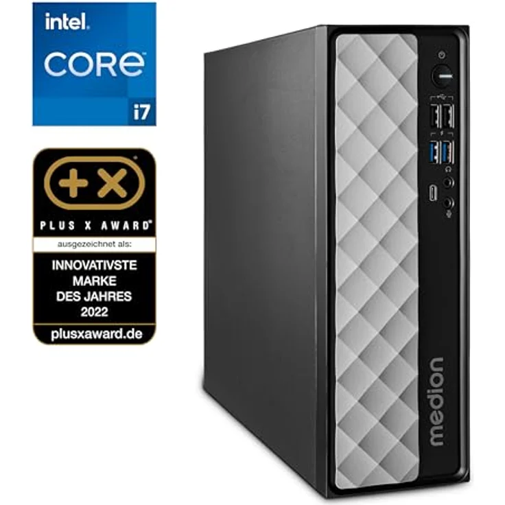 Medion T80 Slim, Desktop-PC mit Intel Core i7-12650H, 16 GB RAM, 512 GB SSD, Intel UHD Graphics, Schwarz/Grau – Bild 2