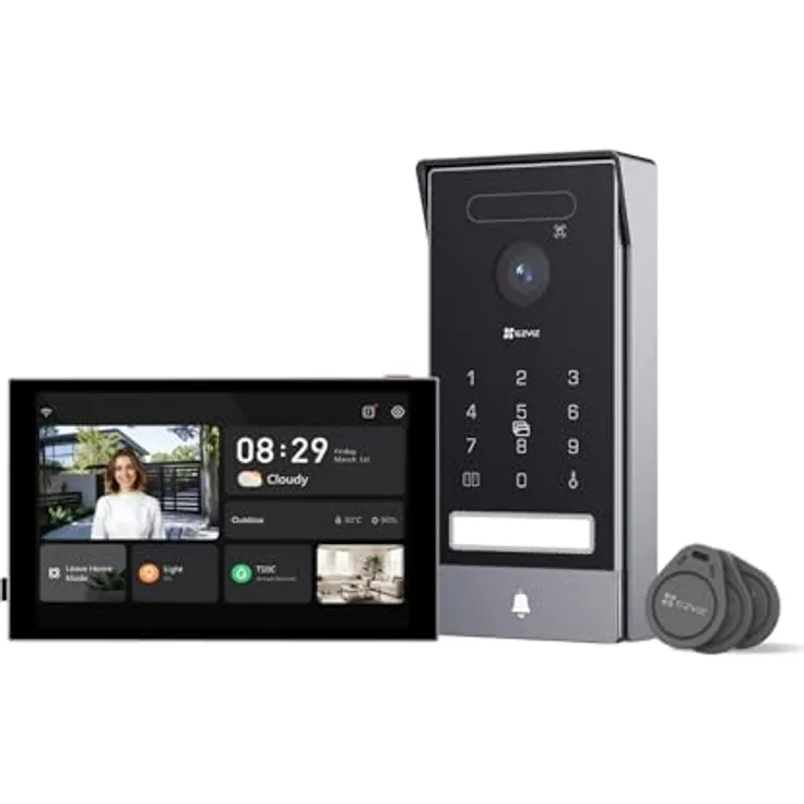 EZVIZ HP7 Pro 4K Türsprechanlage mit 8" Touchscreen, Türöffner, Handflächen-/Gesichtserkennung, APP/Card/Passwort Unlock, Farbnachtsicht, wasserdicht
