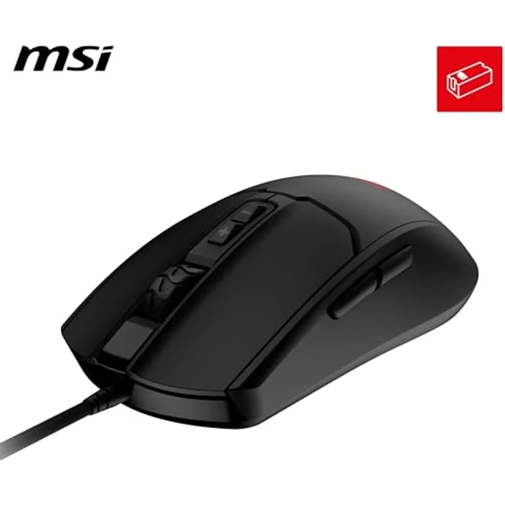 MSI Forge GM100 Gaming-Maus, 6400 DPI optischer Sensor, symmetrisch, 10 Mio. Klickschalter, 7 Tasten, RGB-LED, 108 g, verkabelt – Bild 2