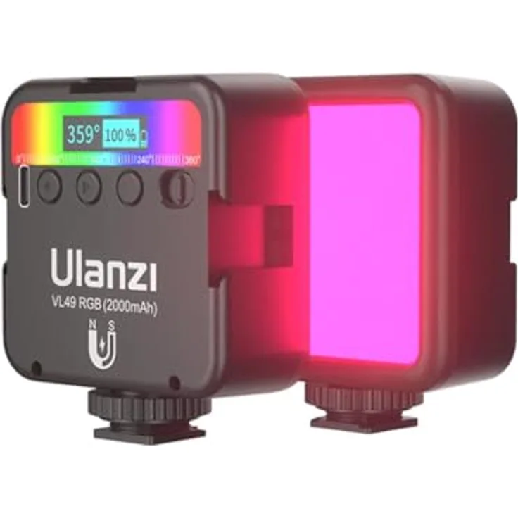 ULANZI VL49 RGB Mini Vlogger Magnetisches LED-Licht mit Farbwechsel und dimmbarem Licht